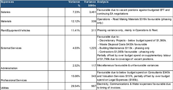 Expenditure variance analysis