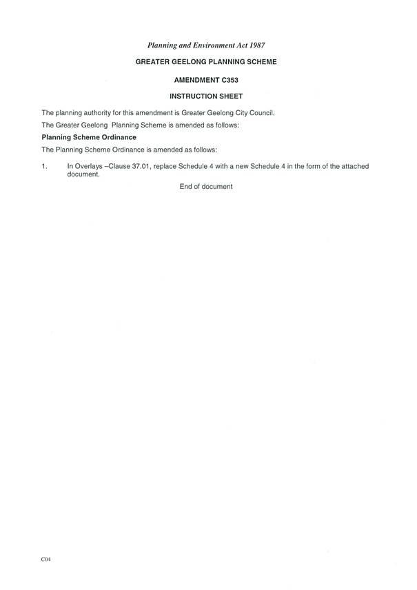 Amendment C353 - Instruction sheet