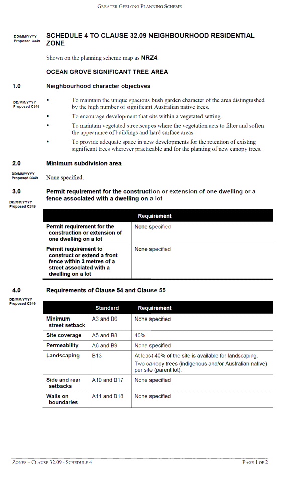 Zones - Clause 32.09 - Schedule 3 - page 1 of 2