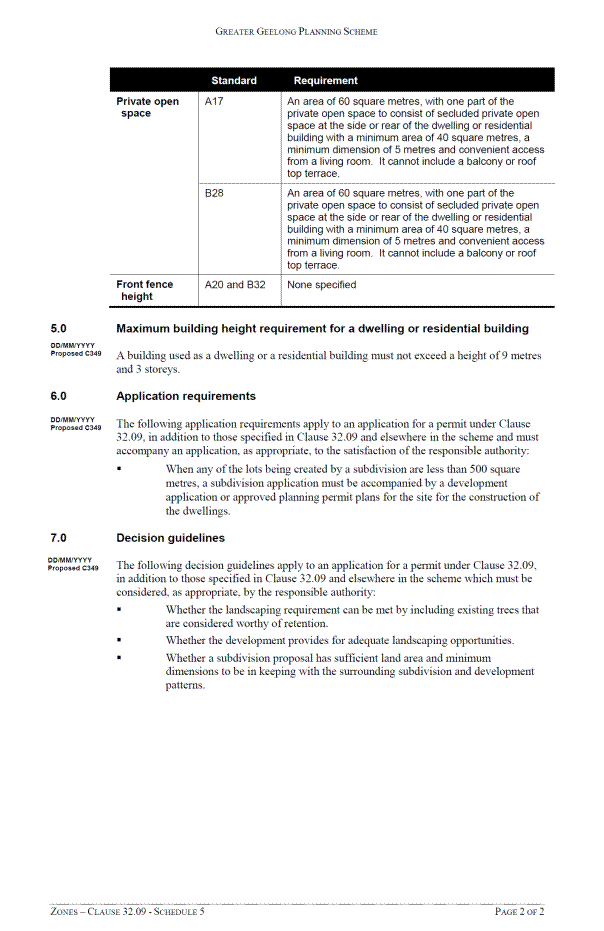 Zones - Clause 32.09 - Schedule 5 - page 2 of 2