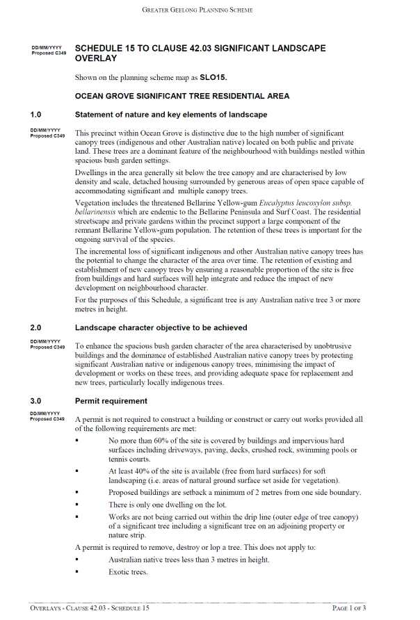 Overlays - Clause 42.03 - Schedule 15 - page 1 of 3