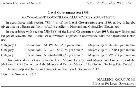 Ministerial notice in the Government Gazette - 23 November 2017