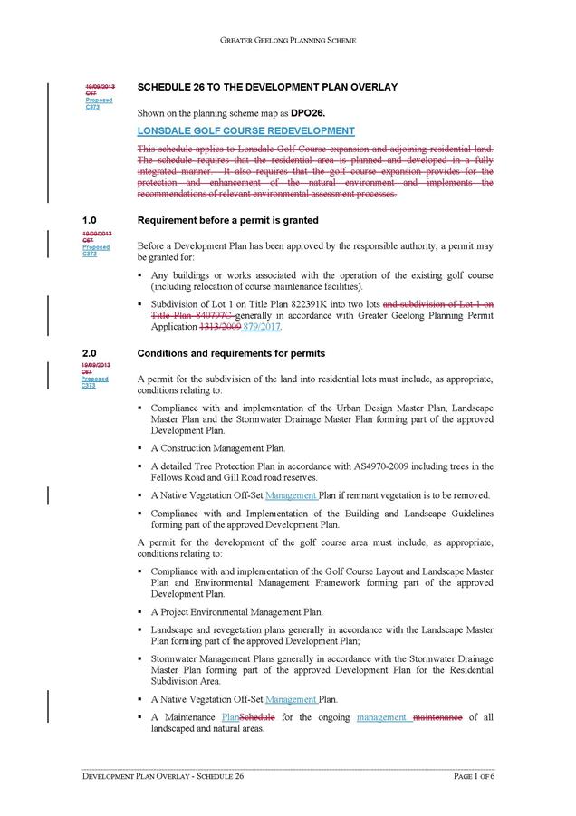 Schedule 26 to the Development Plan Overlay - Page 1 of 6 pages