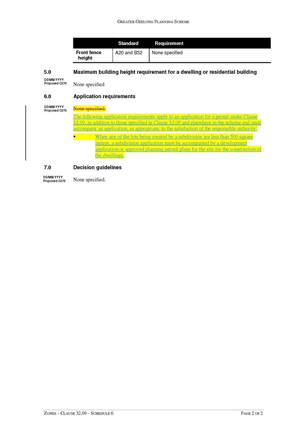 Zones - Clause 32.09 - Schedule 6 - Page 2
