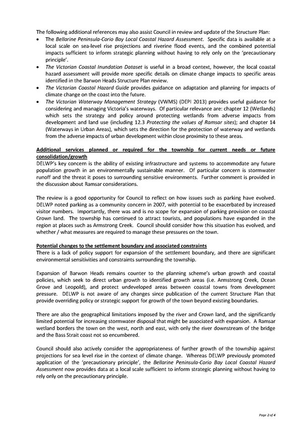Department of Environment, Land, Water & Planning letter - page 2 of 4