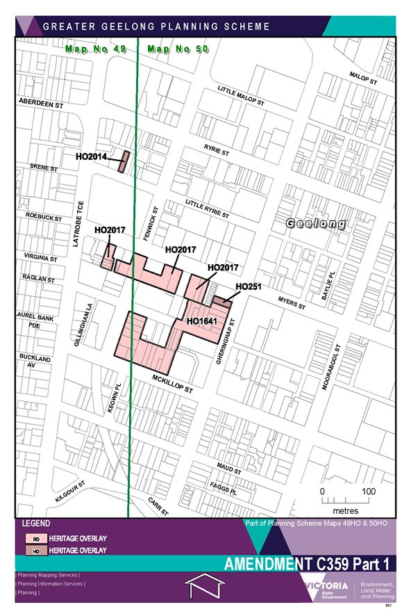 Amendment C359 Part 1 - Part of Planning Scheme maps 49HO and 50HO - Heritage overlay HO1641, HO0251, HO0217, HO2014