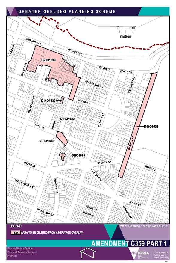 Amendment C359 Part 1 - Part of Planning Scheme map 50HO - Heritage Overlay D-HO1639 to be deleted