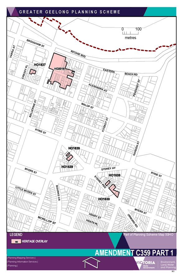 Amendment C359 Part 1 - Part of Planning Scheme map 50HO - Heritage Overlays HO1639, HO1637, HO2016
