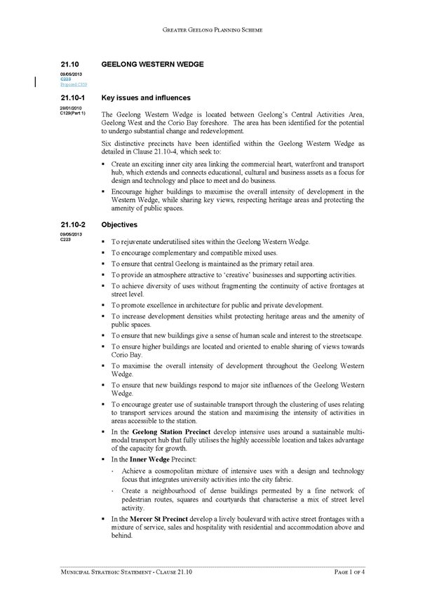 Municipal Strategic Statement - Clause 21.10 page 1 of 4