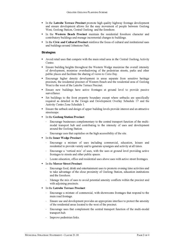 Municipal Strategic Statement - Clause 21.10 page 2 of 4