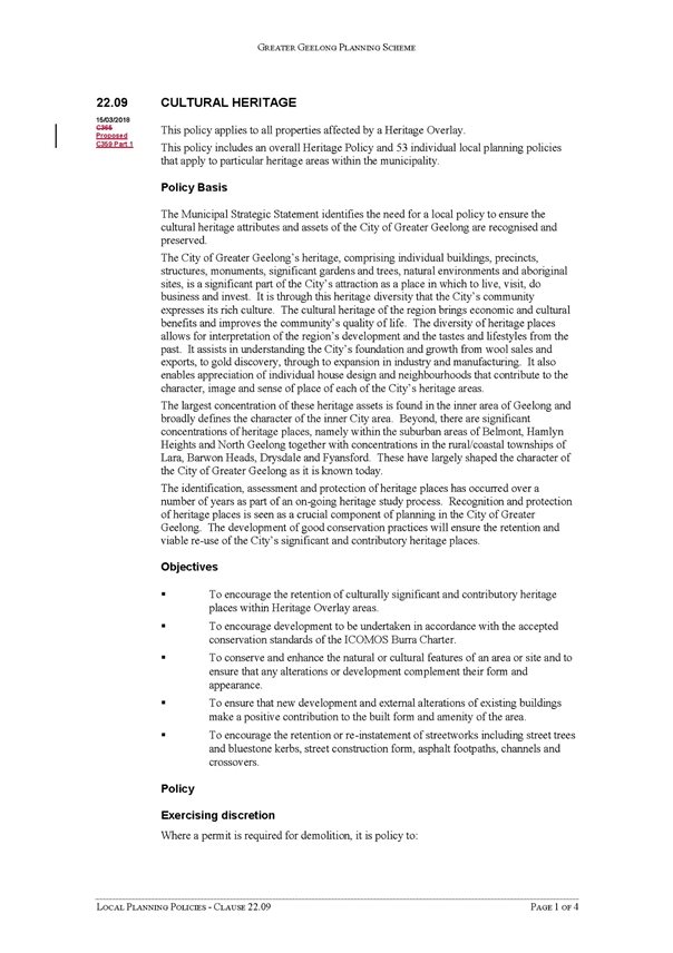 Local Planning Policies - Clause 22.09 page 1 of 4