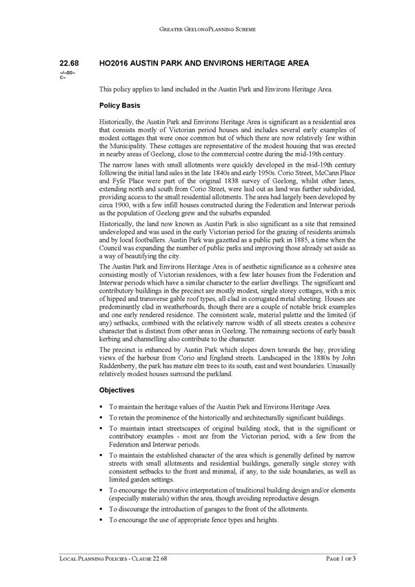 Local Planning Policies - Clause 22.68 page 1 of 3