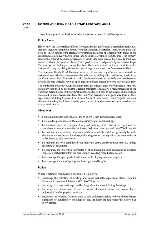 Local Planning Policies - Clause 22.69 page 1 of 2