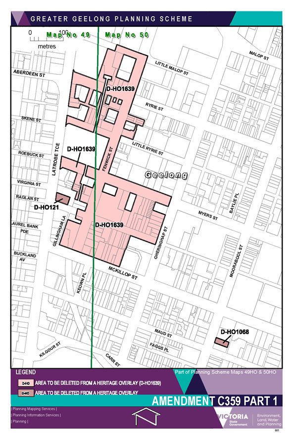 Amendment C359 Part 1 - Part of Planning Scheme maps 49HO and 50HO - Areas to be deleted from a heritage overlay