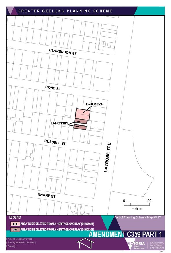 Amendment C359 Part 1 - Part of Planning Scheme map 49HO - Areas to be deleted from a heritage overlay