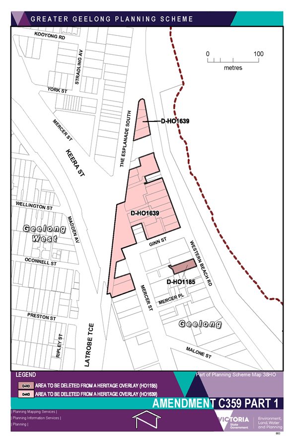 Amendment C359 Part 1 - Part of Planning Scheme map 38HO - Areas to be deleted from a heritage overlay