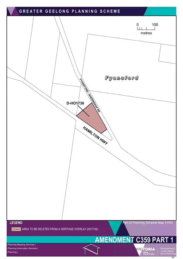 Amendment C359 Part 1 - Part of Planning Scheme map 31HO - Area to be deleted from a heritage overlay