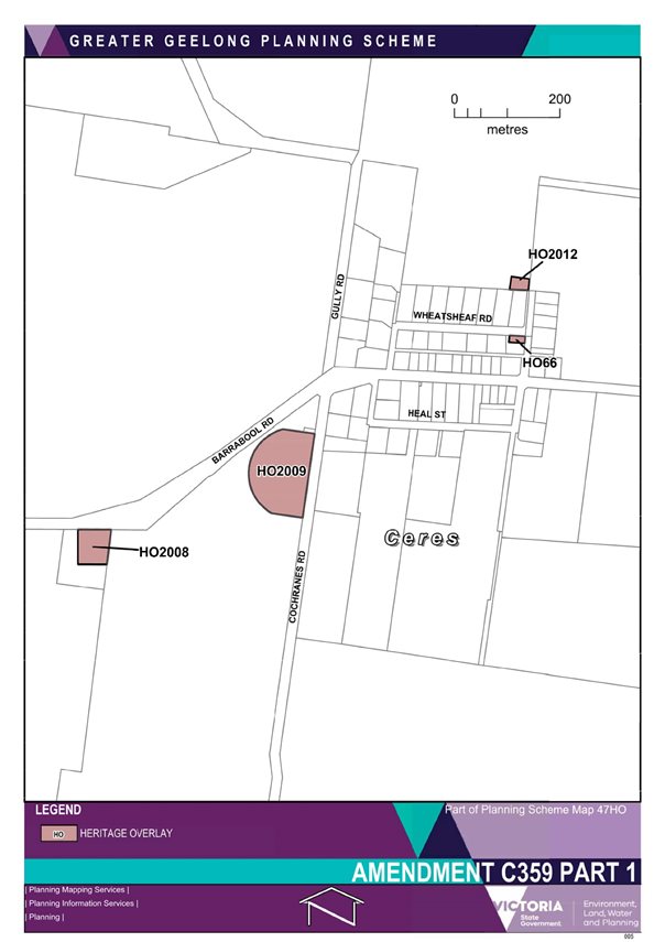 Amendment C359 Part 1 - Part of Planning Scheme map 47HO - Heritage overlay HO2008 and HO2009