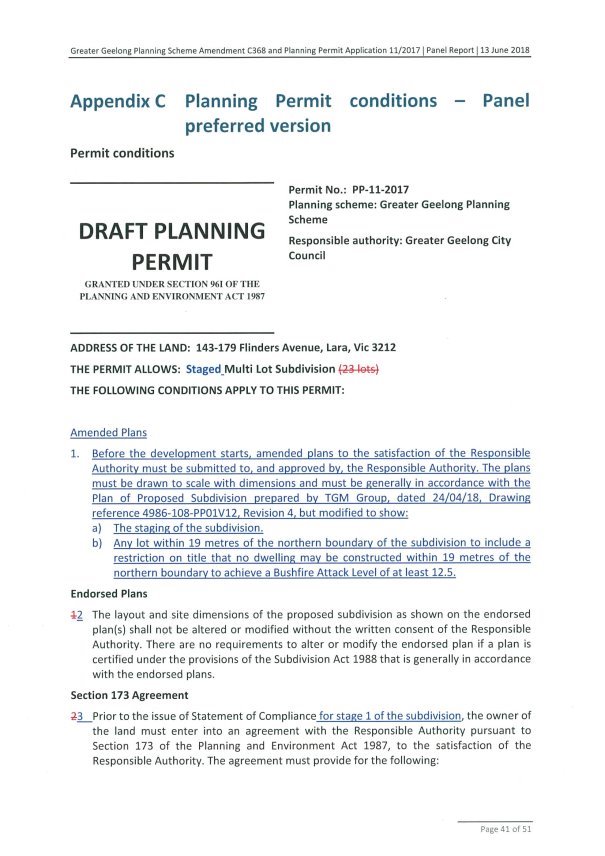 Panel Suggested Draft Permit Conditions Page 41 of 51