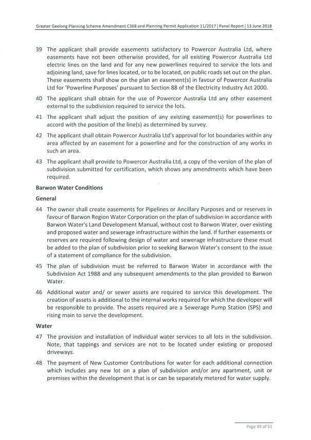 Panel Suggested Draft Permit Conditions Page 49 of 51