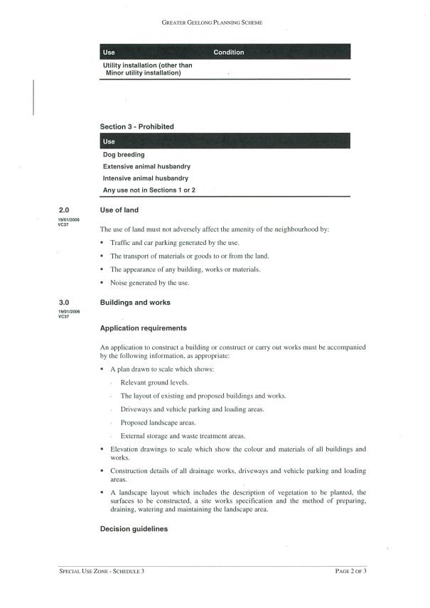 Clause 37.01 Special Use Zone Schedule 3 – Private Golf Courses - page 2 of 3