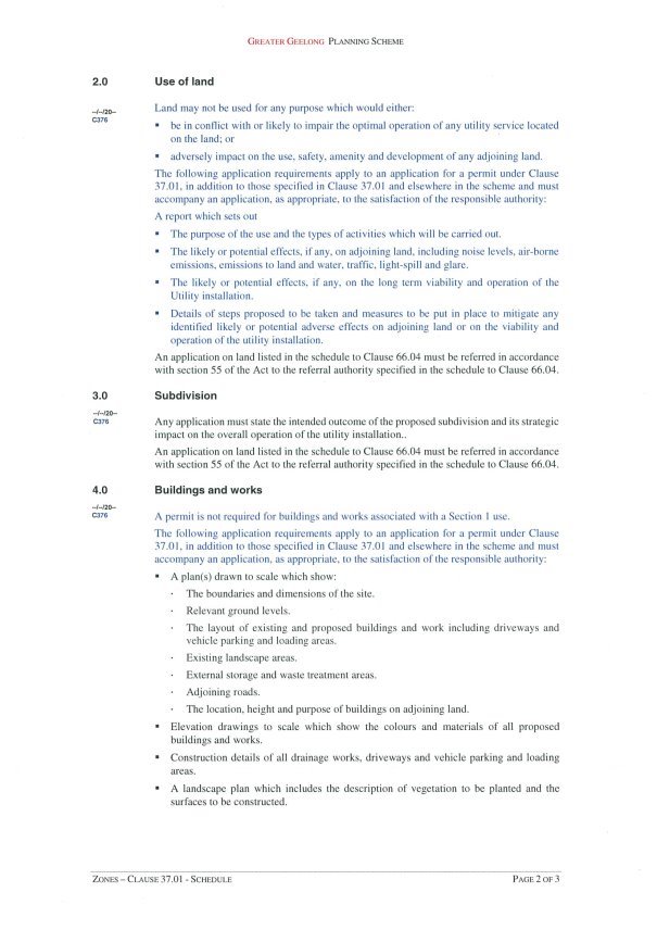 Clause 37.01 Special Use Zone Schedule 16 - Privately Owned Utility Installation page 2 of 3