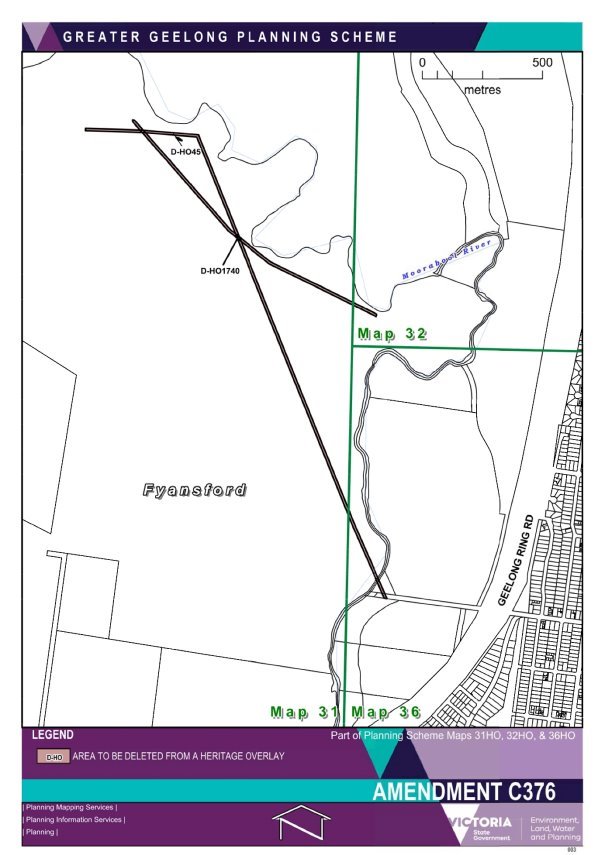 Proposed Deletion of HO45 and current extent of HO1740
