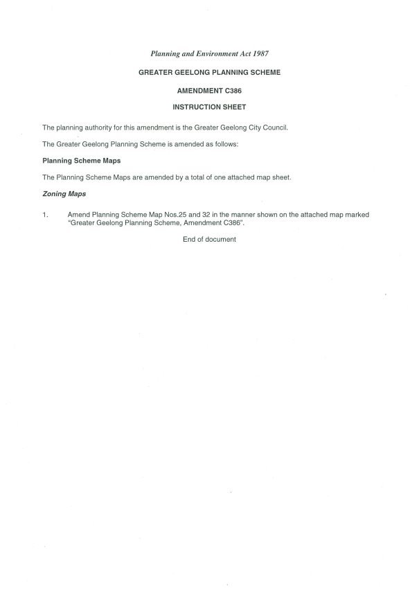 Amendment C386 - instruction sheet