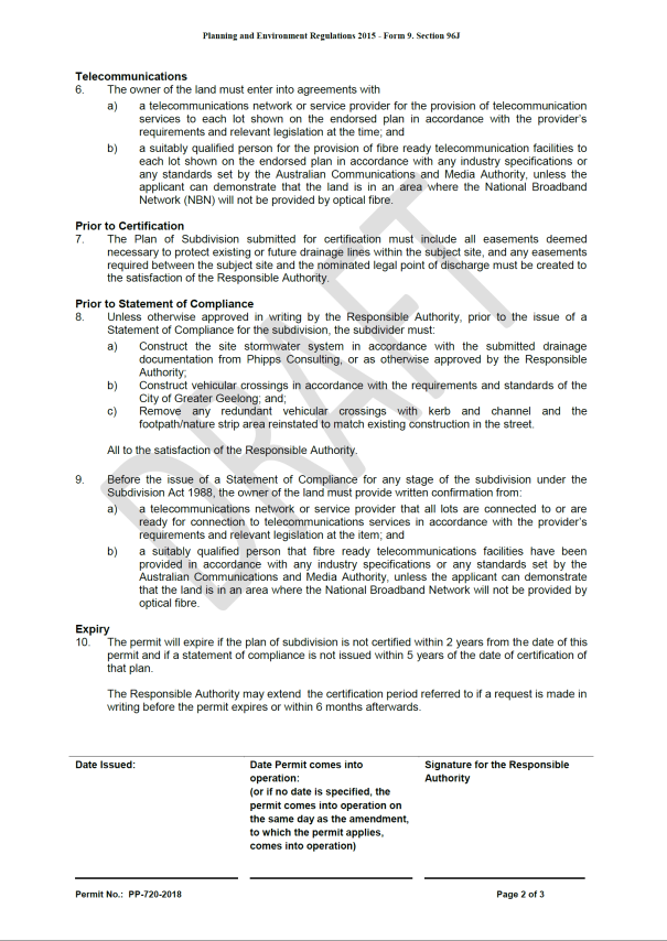 Draft Planning Permit PP-720-2018 - page 2 of 3