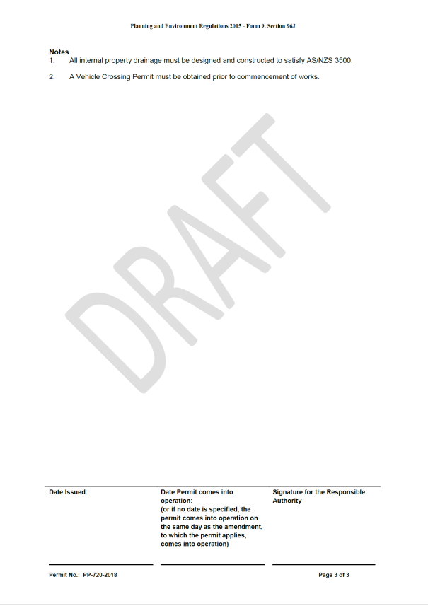 Draft Planning Permit PP-720-2018 - page 3 of 3