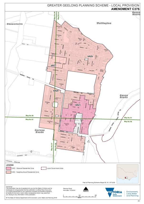 Greater Geelong Planning Scheme - Local Provision - Amendment C375: General Residentail Zone, Neighbourhood Residential Zone and Local Government area.