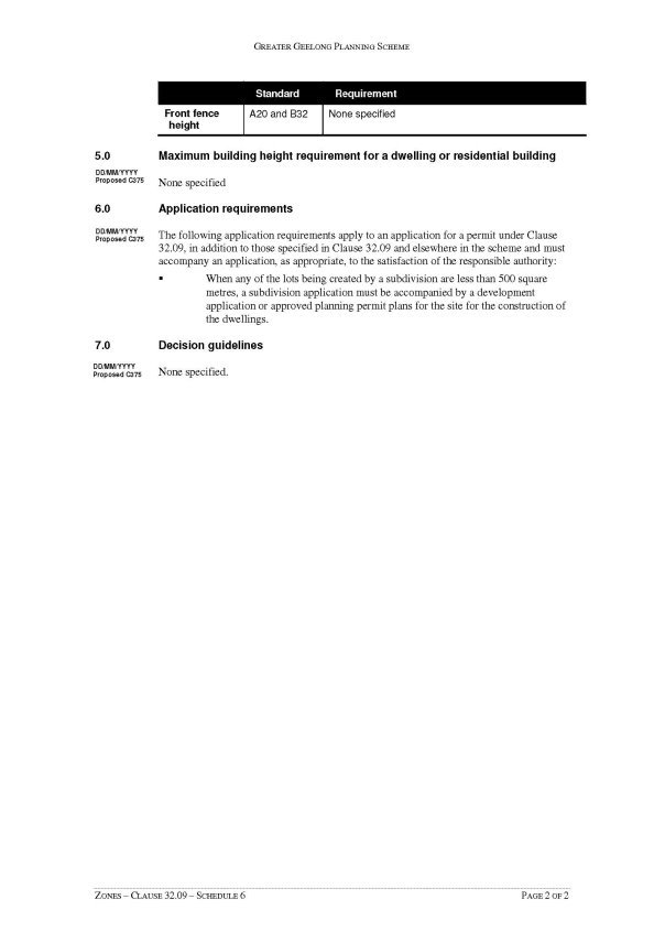 Zones - Clause 32.09 - Schedule 6 - Page 2 of 2