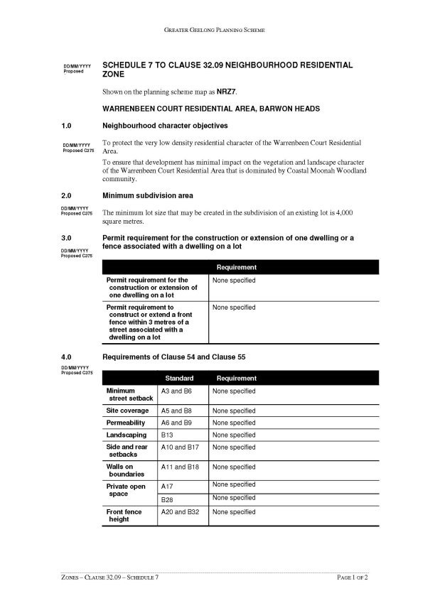Zones - Clause 32.09 - Schedule 7 - Page 1 of 2