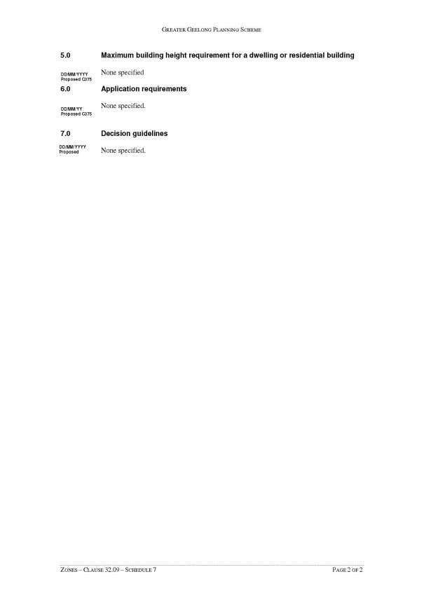 Zones - Clause 32.09 - Schedule 7 - Page 2 of 2