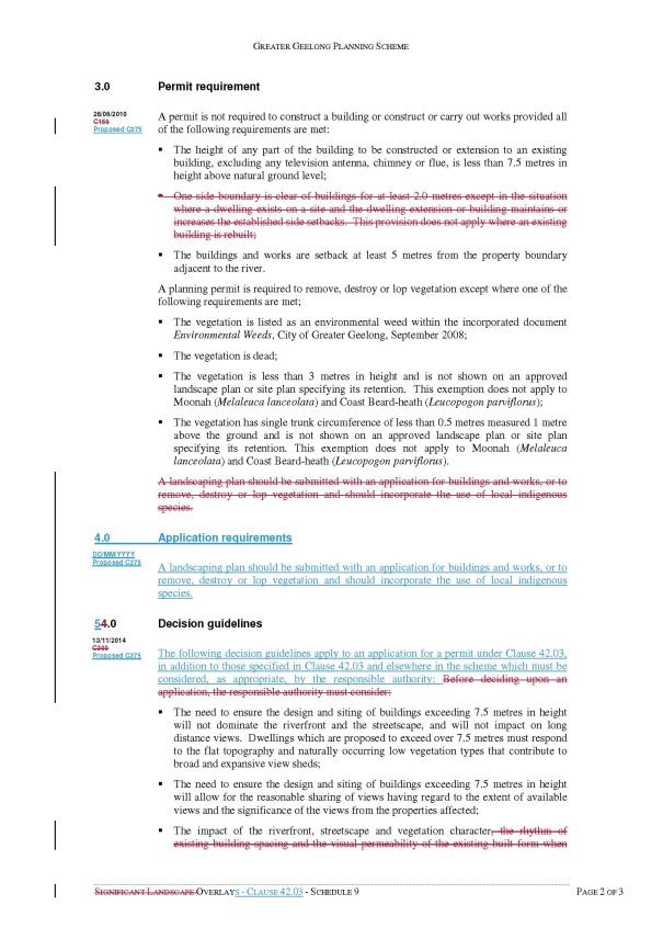Overlays - Clause 42.03 - Schedule 9 - Page 2 of 3