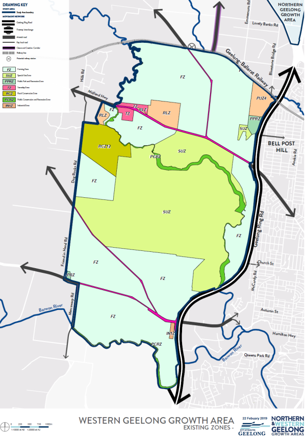 Map 3 - Western Geelong Growth Area – Existing Zones