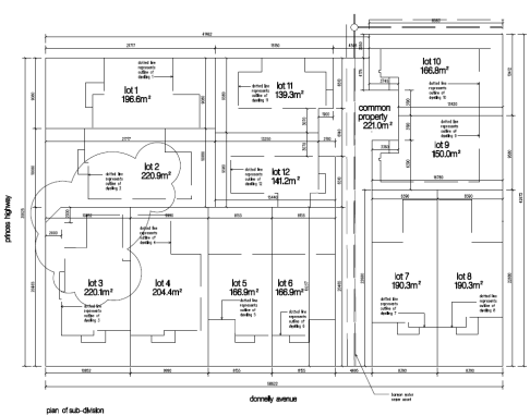 Map showing 12 lot subdivision