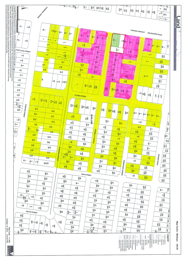 Map showing properties benefitting from the Restrictive Covenant