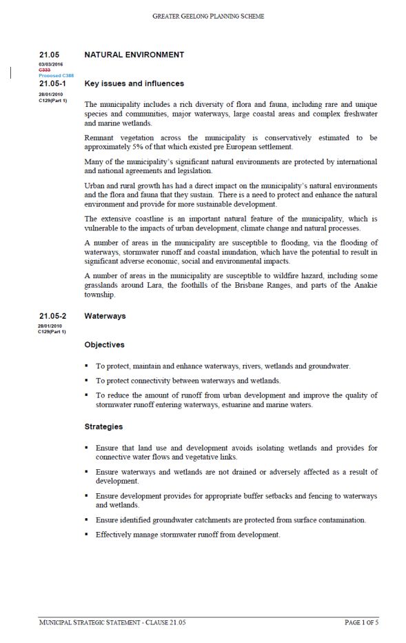 Municipal Strategic Statement - Clause 21.05 page 1 of 5