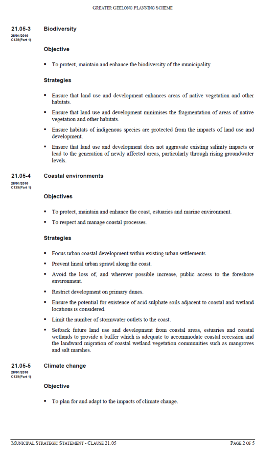 Municipal Strategic Statement - Clause 21.05 page 2 of 5