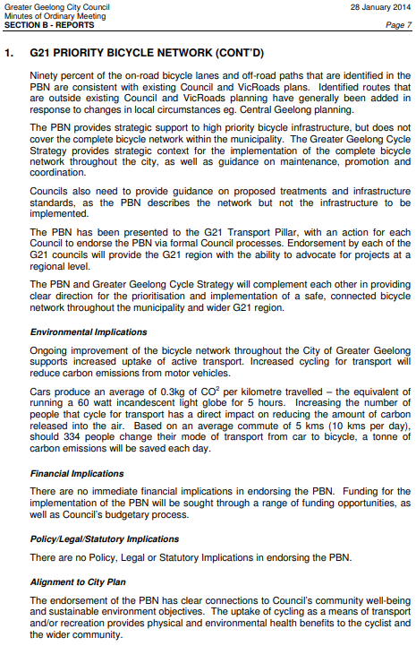 Council meeting 28 January 2014 - Report 1 - G21 Priority Bicycle Network - page 2