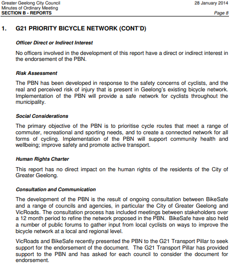 Council meeting 28 January 2014 - Report 1 - G21 Priority Bicycle Network - page 3