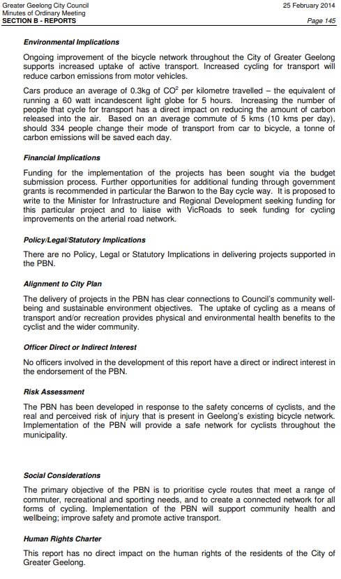 Council Meeting Minutes – G21 Priority Bicycle Network - Projects - page 3