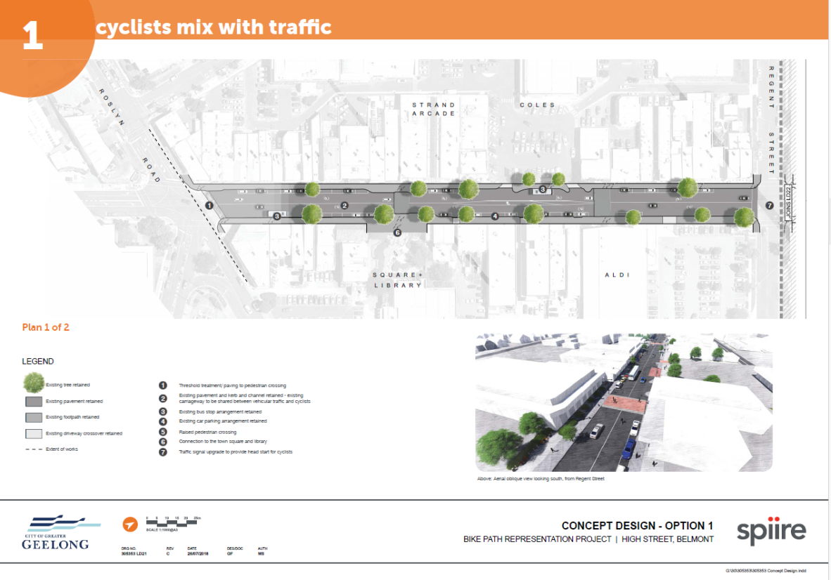 Alternate High Street Designs Considered - Roslyn Road to Mt Pleasant Road - front page - option 1