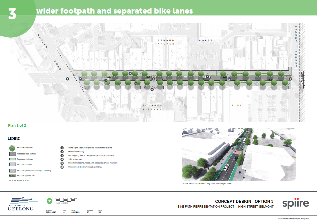 Alternate High Street Designs Considered - Roslyn Road to Mt Pleasant Road - front page - option 3