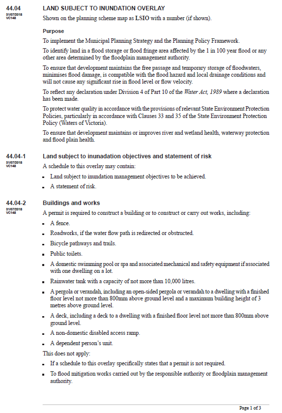 Land Subject to Inundation Overlay (State provision) - page 1 of 3
