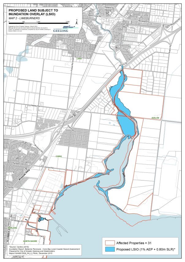Proposed Land Subject to Inundation Overlay - Map 2 Limeburners
