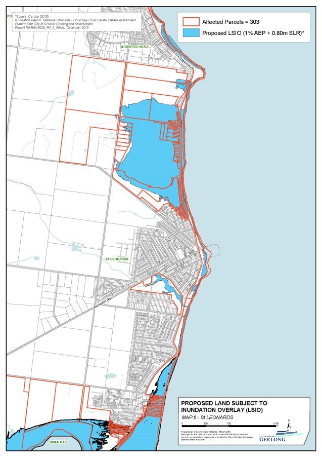 Proposed Land Subject to Inundation Overlay - Map 6 St Leonards