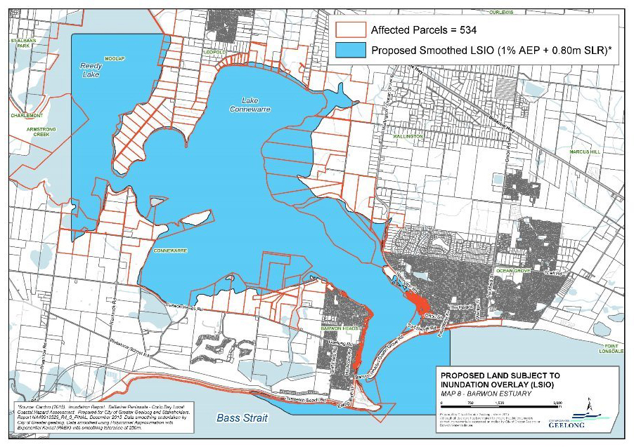 Proposed Land Subject to Inundation Overlay - Map 8 Barwon Estuary