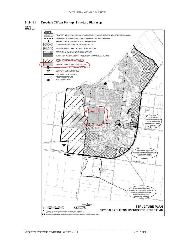 Clause 21.14-11 Drysdale Clifton Springs Structure Plan map